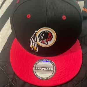Black and Red Snapback Hat Washington logo.
